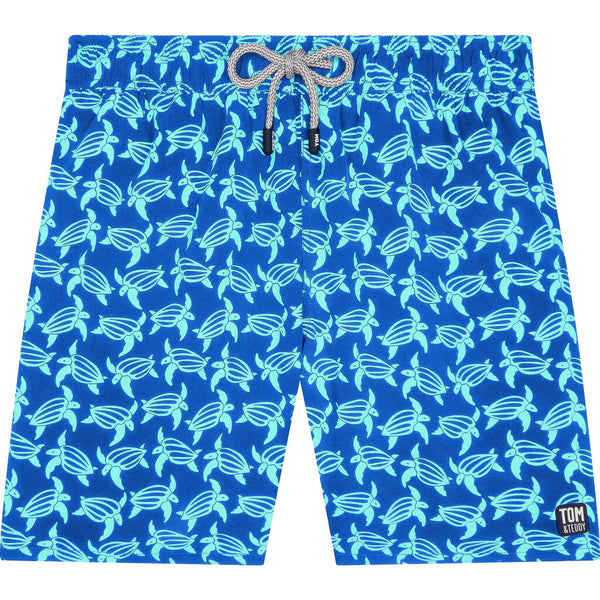 Tom & Teddy Men's Turtle Swim Trunk | Blue & Ice Green