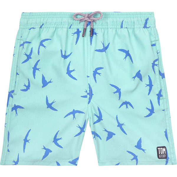 Tom & Teddy Boy's Birds Swim Trunk | Aqua Green