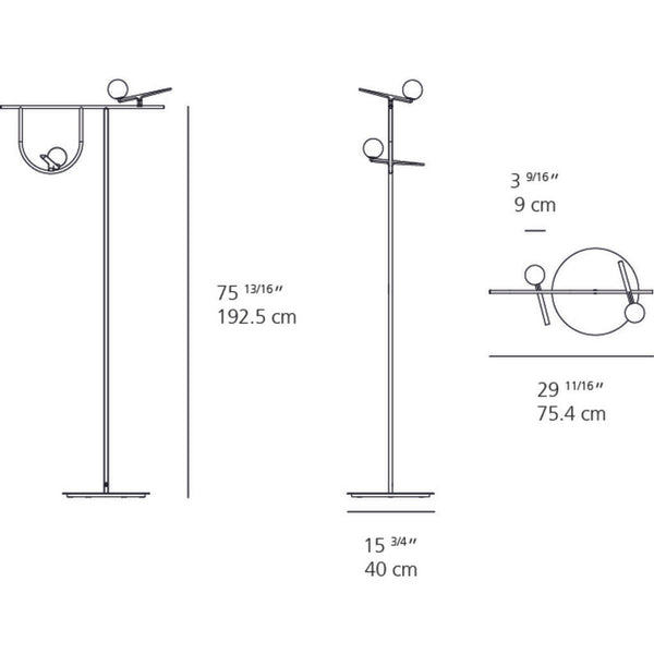 Artemide Yanzi Floor LED Light | 19.9W 3000K 90CRI Black/Yellow w/Dimmer ETL