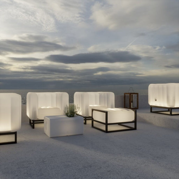 MOJOW Furniture | Luminous Yoko Pouffe | Black Aluminum Frame | LED Light System