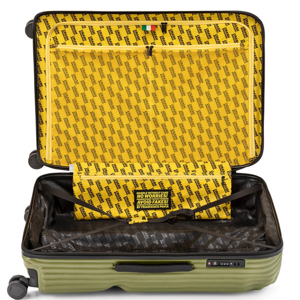 Crash Baggage Stripe Trolley Suitcase - Olive