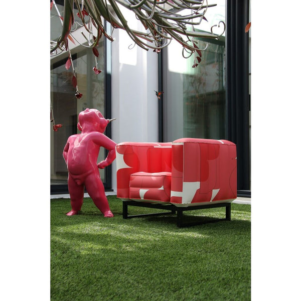 MOJOW Furniture | Yomi Oxygen Armchair | Black Aluminum Frame | Pink, White, Red