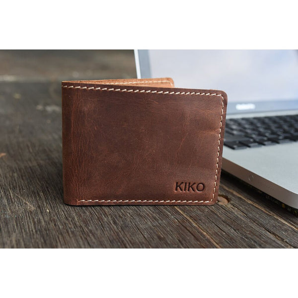 Kiko Leather Coin Bifold Wallet | Brown