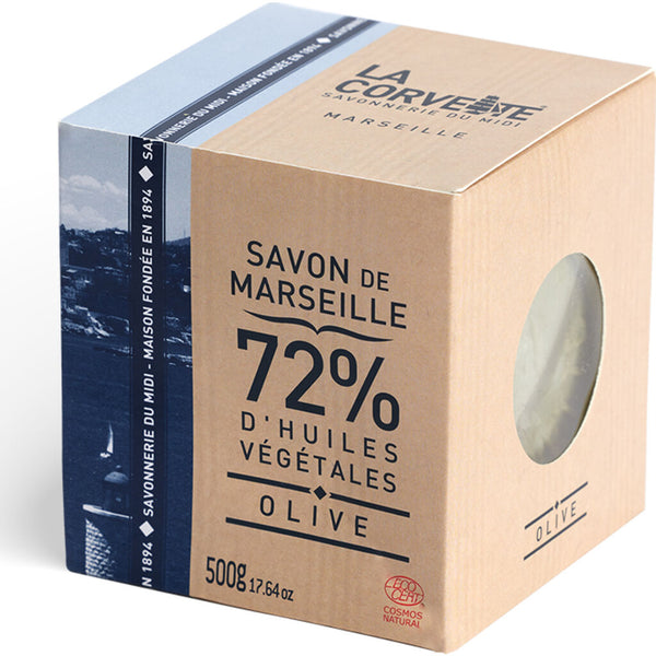 La Corvette Savon de Marseille Soap Cube Olive for Gentle Skin Cleansing, 300g