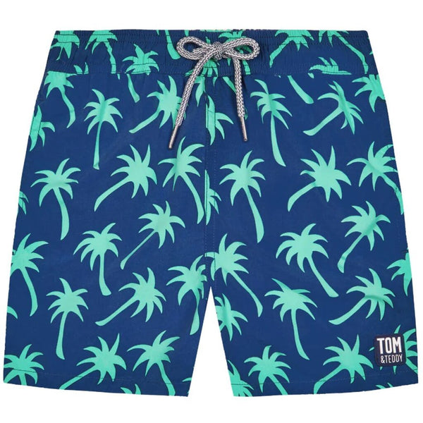 Tom & Teddy Father Son Swimming Trunks | Fresh Green & Blue Starfish