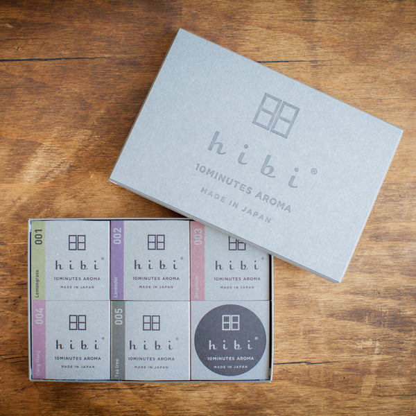 Hibi Gift Box 5 Assorted Fragrances | Lemongrass, Lavender, Ylang Ylan, Tea Tree, Geranium