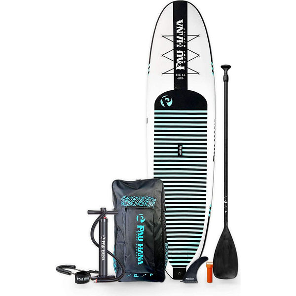 Pau Hana Big EZ Hawaiian Air 11' Inflatable Paddle Board | White/Black/Teal