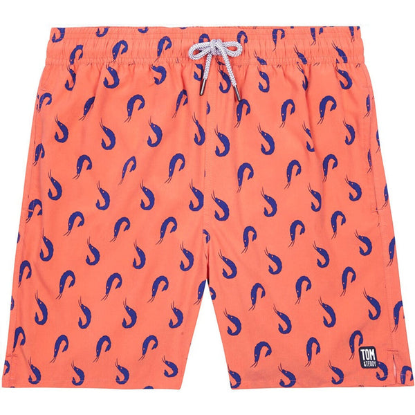 Tom & Teddy Men's Shrimp Swim Trunk Coral & Blue