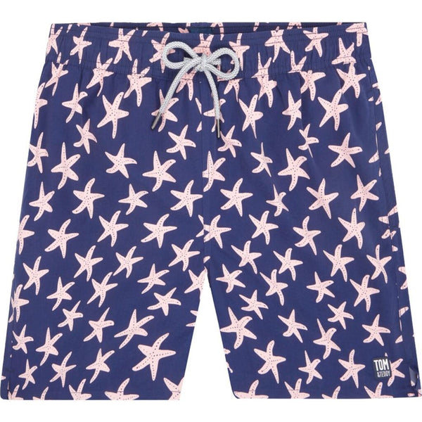 Tom & Teddy Men's Starfish Swim Trunk | Blue & Blush