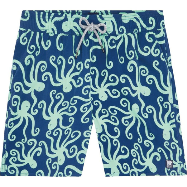 Tom & Teddy Men's Octopus Swim Trunk | Navy & Mint