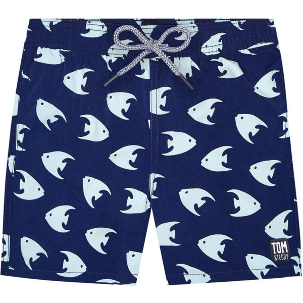 Tom & Teddy Boy's Angel Fish Swim Trunk | Coral & Ice Blue