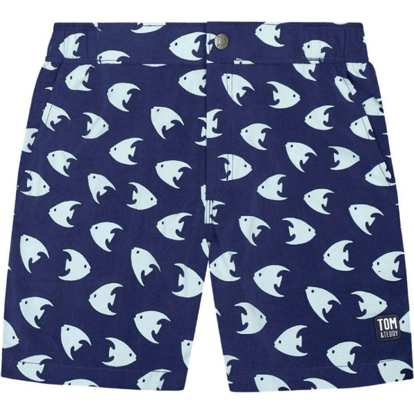 Tom & Teddy Men's Angel Fish Swim Trunk | Coral & Ice Blue