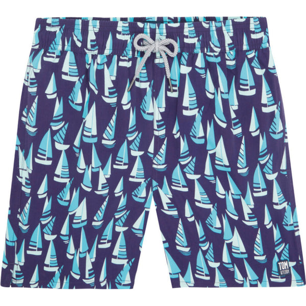 Tom & Teddy Men's Boat Swim Trunk | Mulberry & Sky Blue