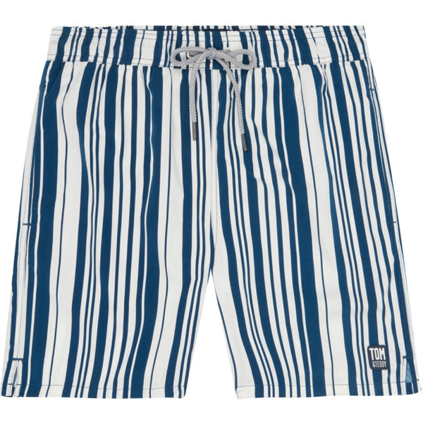 Tom & Teddy Men's Stripe Swim Trunk | Navy