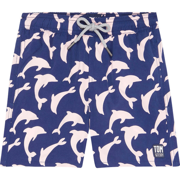 Tom & Teddy Boy's Dolphin Swim Trunk | Deep Blue