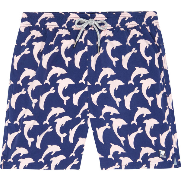 Tom & Teddy Men's Dolphin Swim Trunk | Deep Blue