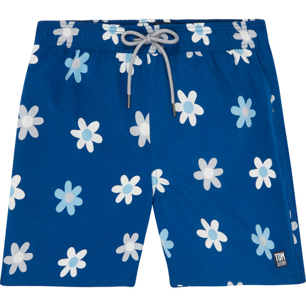 Tom & Teddy Men's Dasisy Swim Trunk | Blue & White