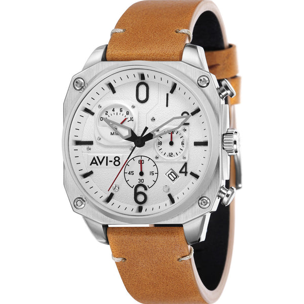 AVI-8 Hawker Hunter AV-4052 Chronograph Watch | Leather Strap color-Grey/Black