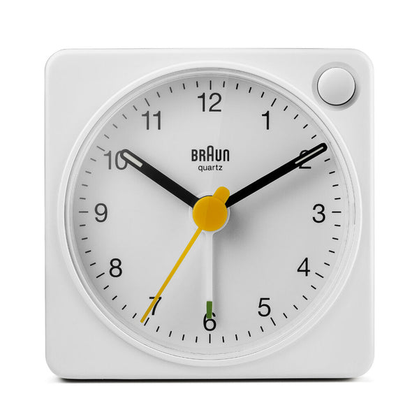 Braun Travel Analog Square Alarm Clock - White 