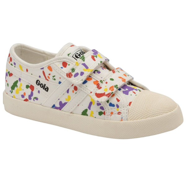 Gola Kid's Coaster Splatter Velcro Sneakers | Off White/Multi