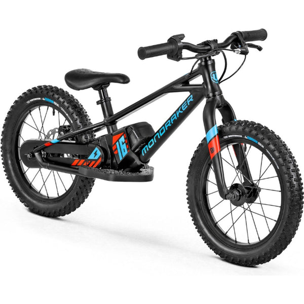 Mondraker Grommy 16 Kid's E-Balance-Bike | Black/Flame Red/Light Blue