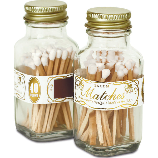 Skeem Mini Vintage Match Bottles | 40 matches  White Gold MM4