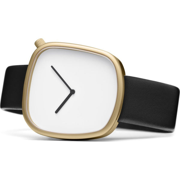 bulbul Pebble 07 Men's Watch | Matte Golden Steel on Black Italian Leather