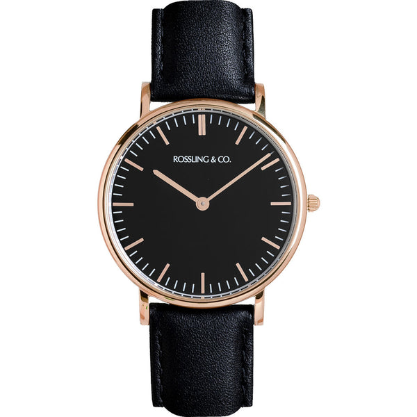 Rossling & Co. Classic 36mm Rogart Watch | Rose Gold/Black/Black- RO-005-014