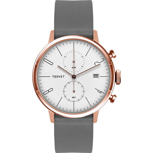 Tsovet JPT-CC38 Rose Gold Chronograph Watch | Grey Leather